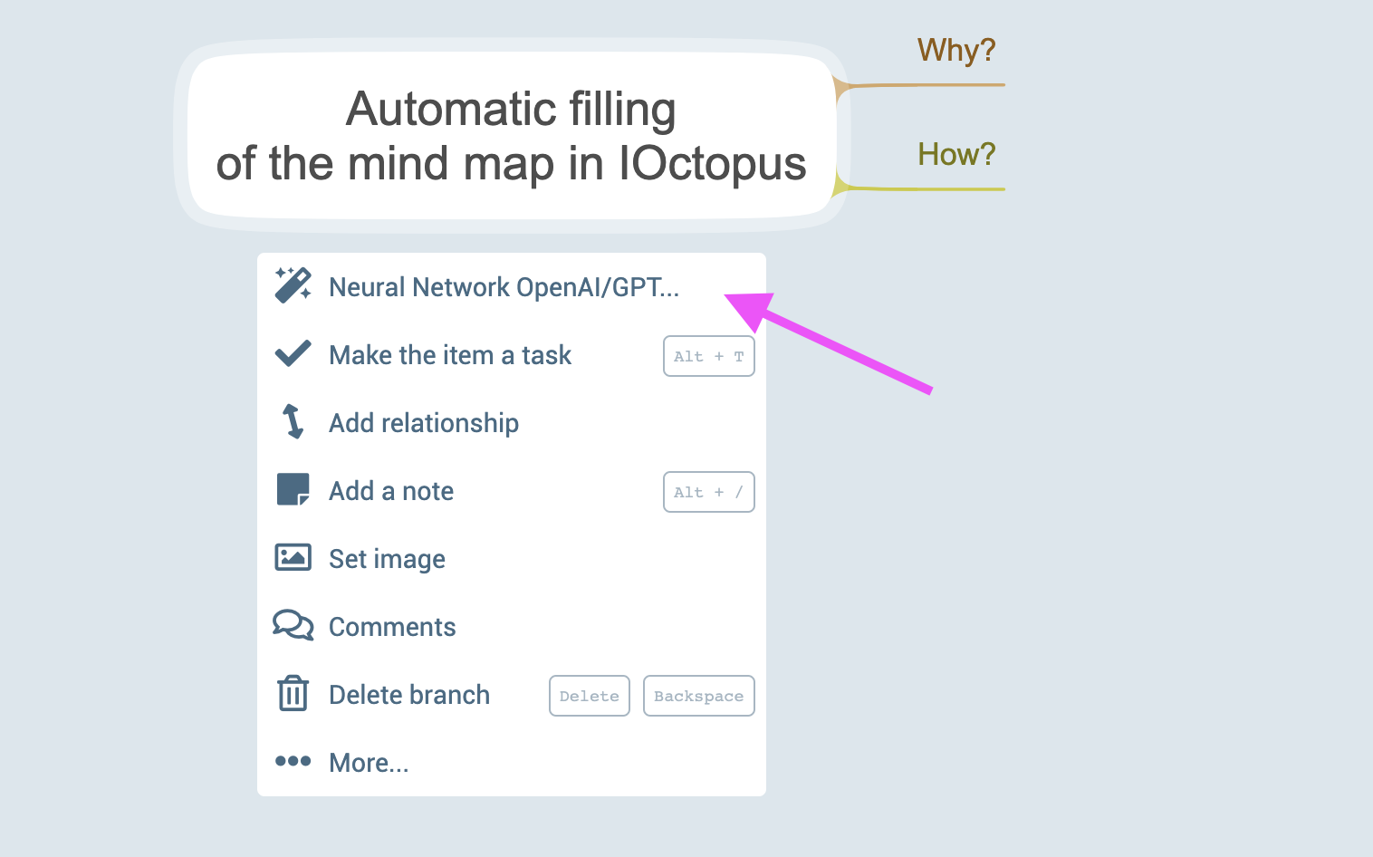 serviço de mapa mental IOctopus com ai