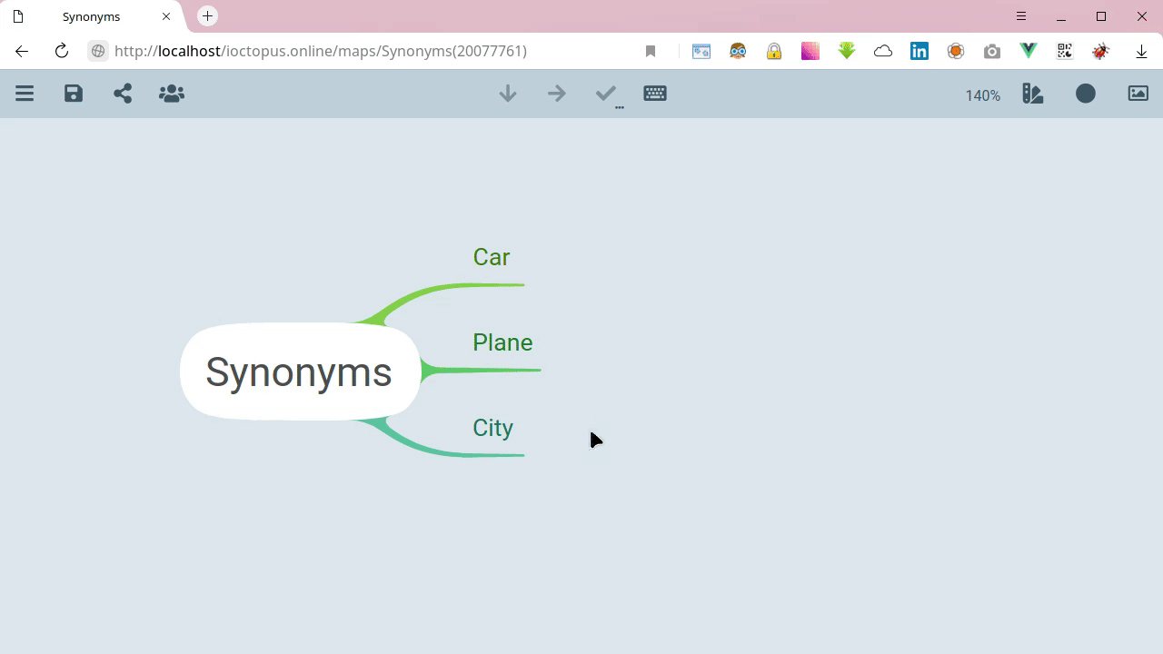 Mind map inserting synonyms